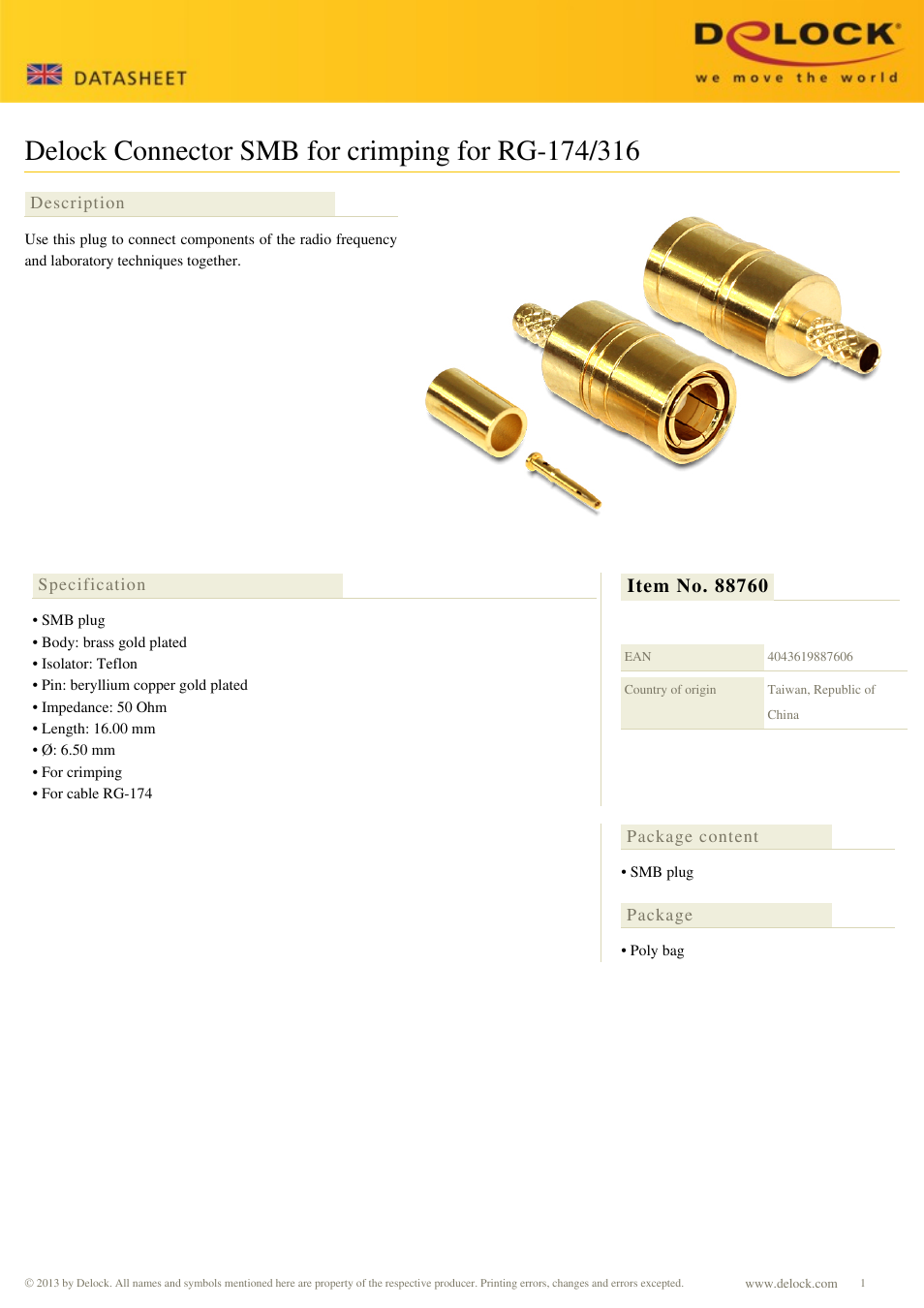 DeLOCK 88760 User Manual | 1 page