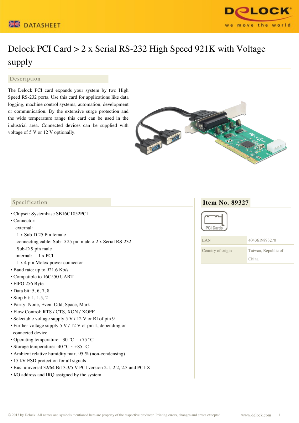 DeLOCK 89327 User Manual | 2 pages