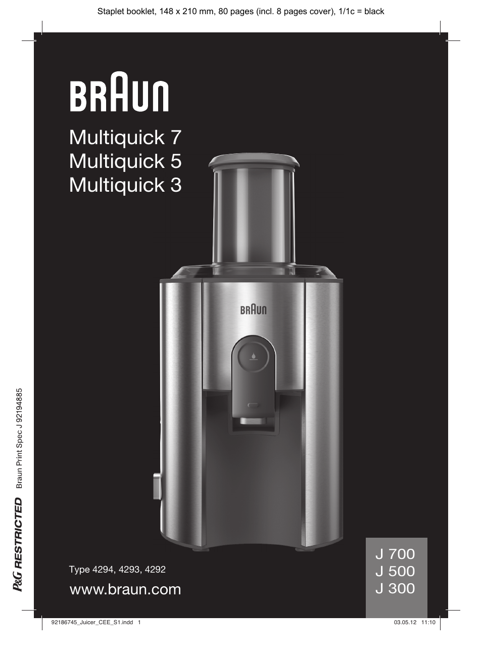 Braun Multiquick 3 J300 User Manual | 78 pages