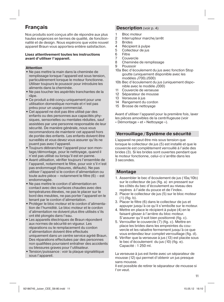 Français | Braun Multiquick 3 J300 User Manual | Page 10 / 78