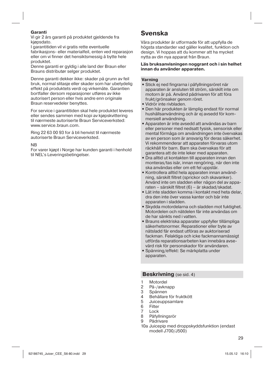 Svenska | Braun Multiquick 3 J300 User Manual | Page 28 / 78