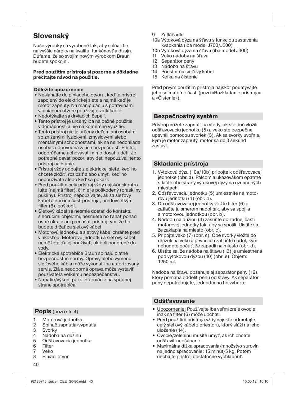 Slovenský | Braun Multiquick 3 J300 User Manual | Page 39 / 78