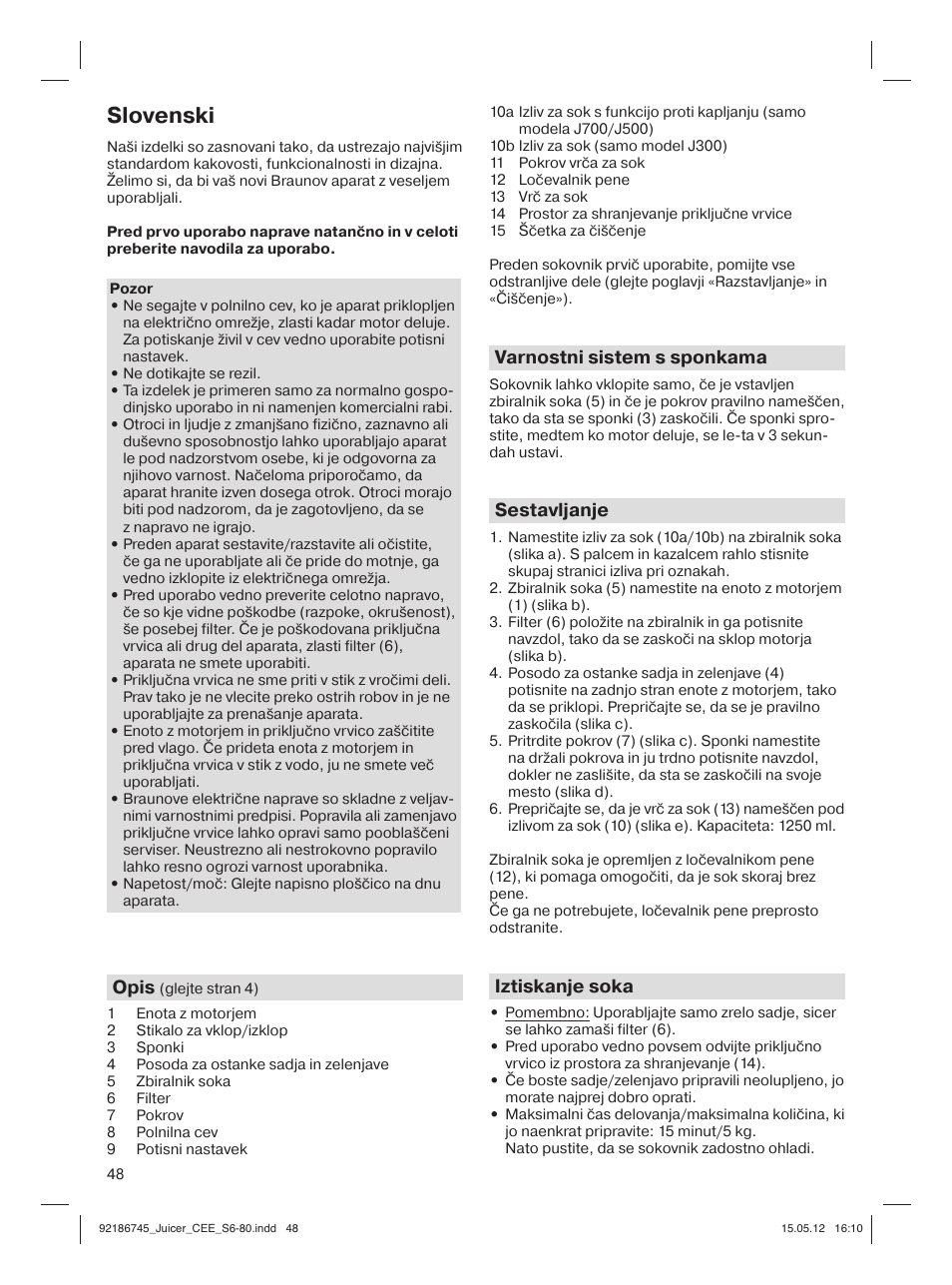 Slovenski | Braun Multiquick 3 J300 User Manual | Page 47 / 78