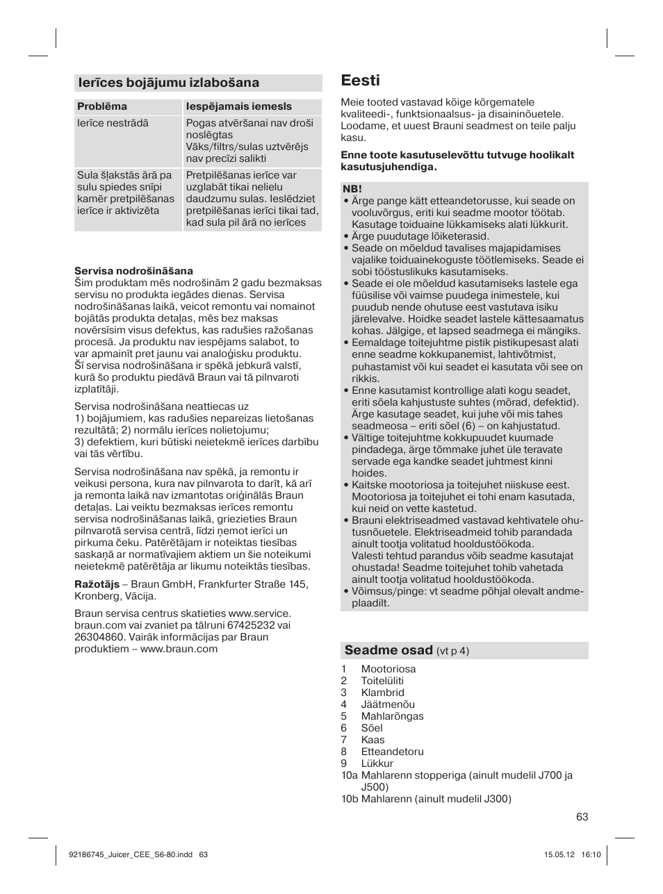 Eesti | Braun Multiquick 3 J300 User Manual | Page 62 / 78