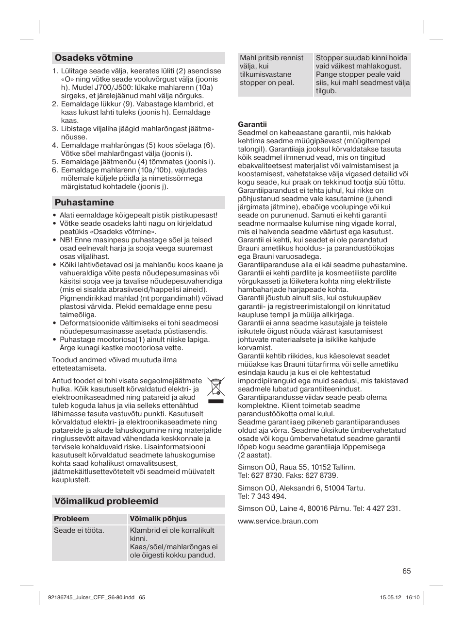 Braun Multiquick 3 J300 User Manual | Page 64 / 78