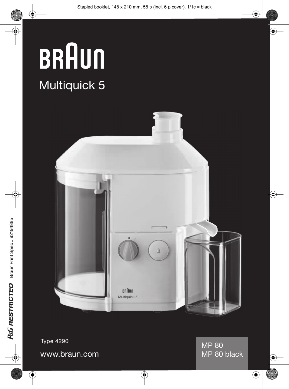 Braun Multiquick 5 MP 80 User Manual | 57 pages