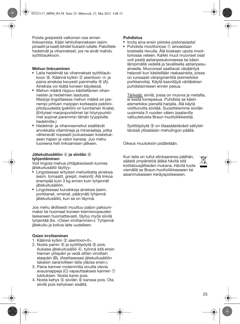 Braun Multiquick 5 MP 80 User Manual | Page 25 / 57