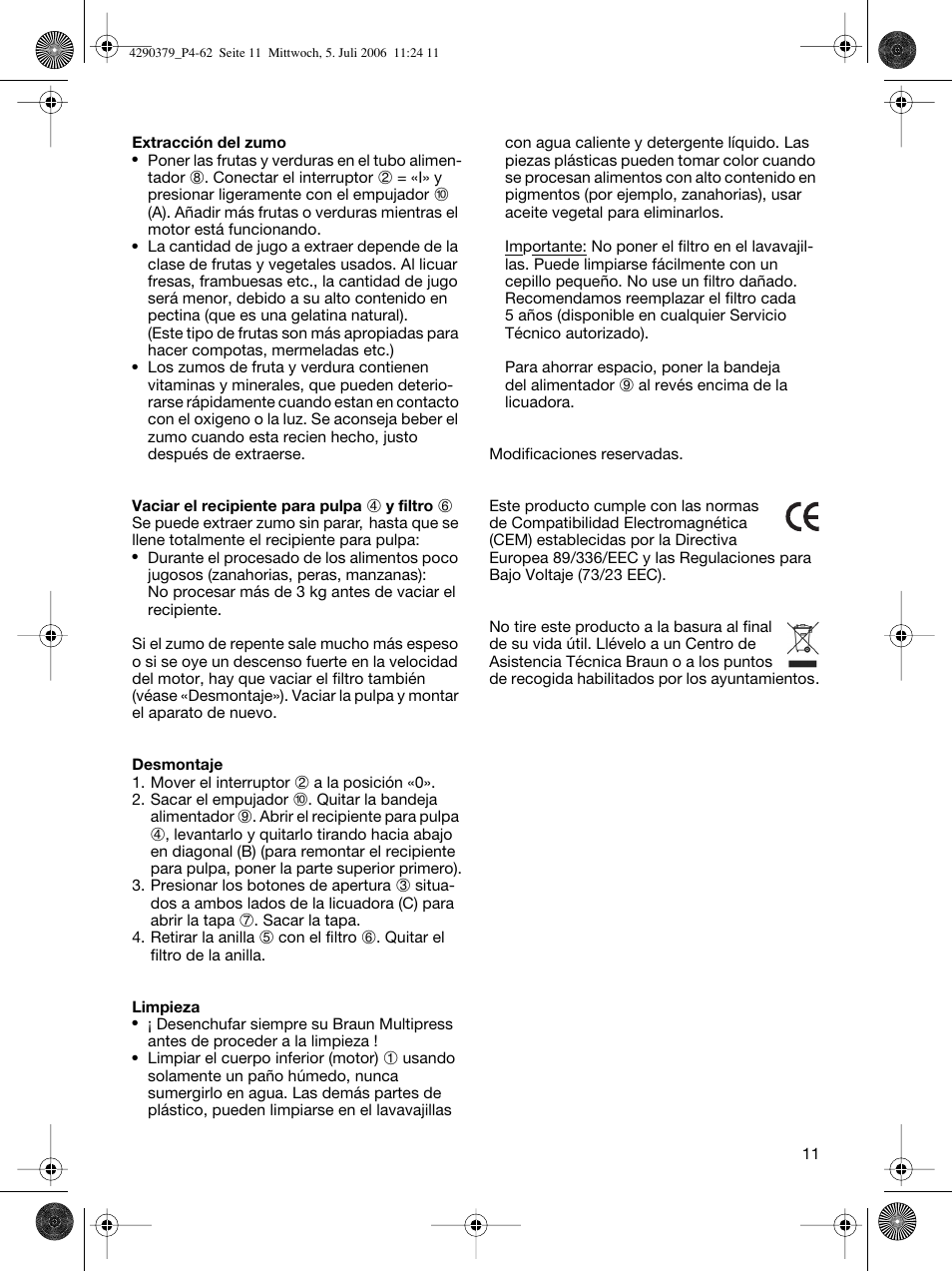 Braun Multipress automatic MP 80 User Manual | Page 11 / 57