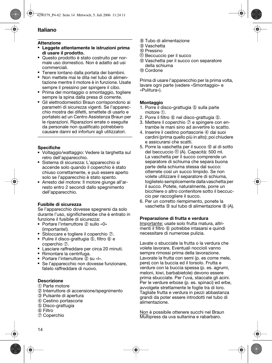 Braun Multipress automatic MP 80 User Manual | Page 14 / 57