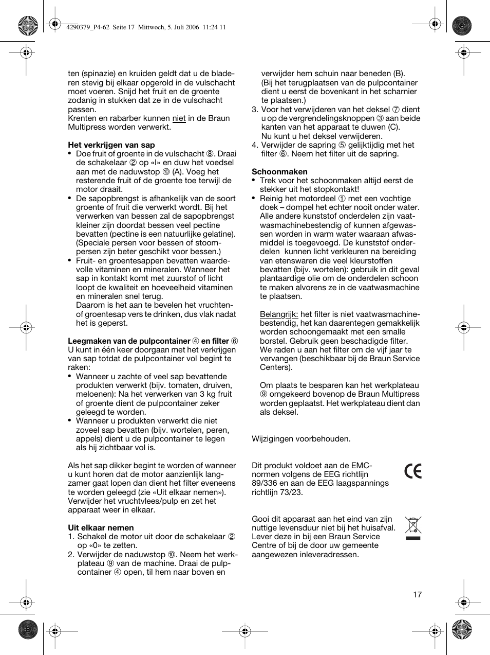 Braun Multipress automatic MP 80 User Manual | Page 17 / 57