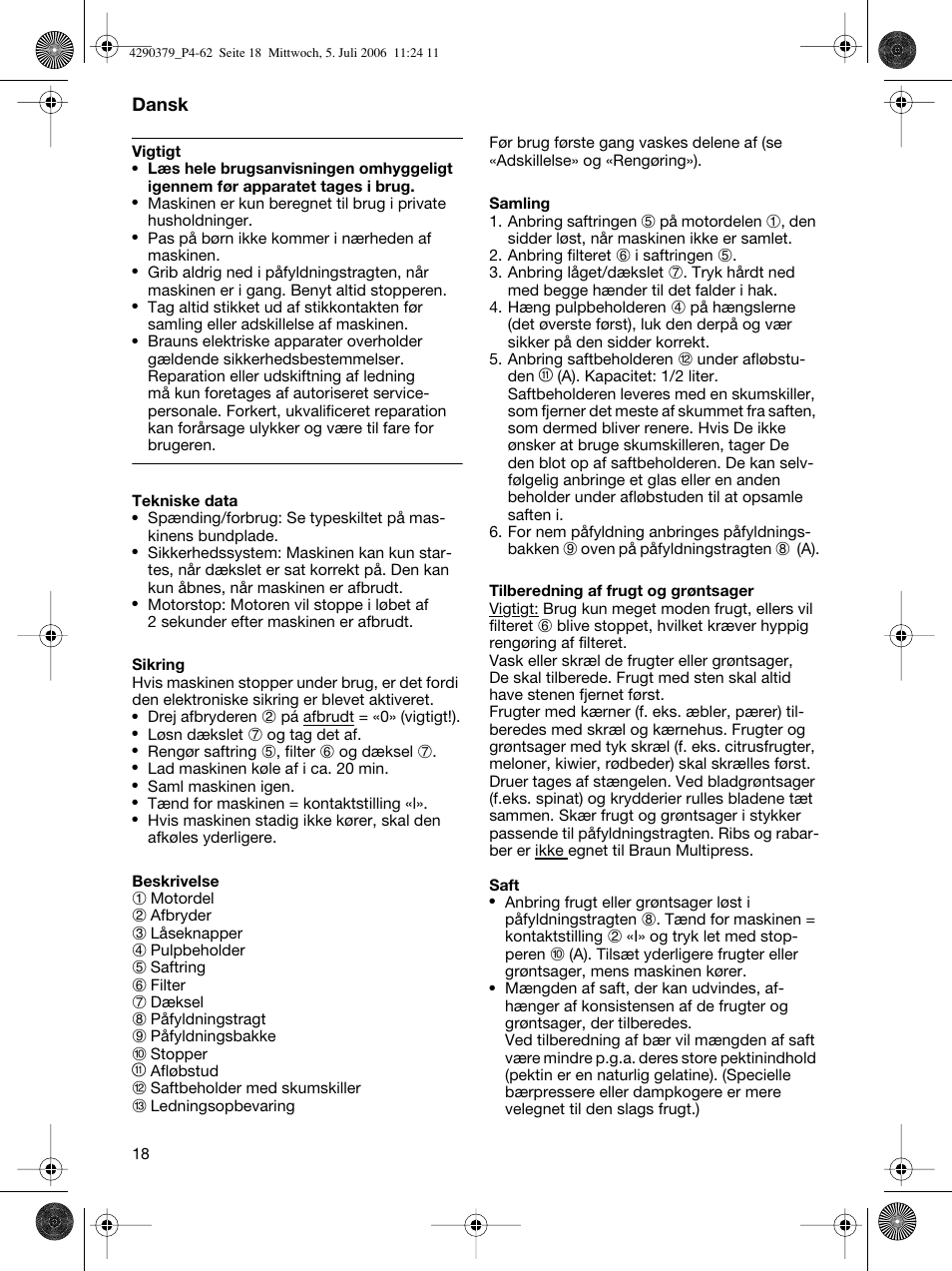 Braun Multipress automatic MP 80 User Manual | Page 18 / 57