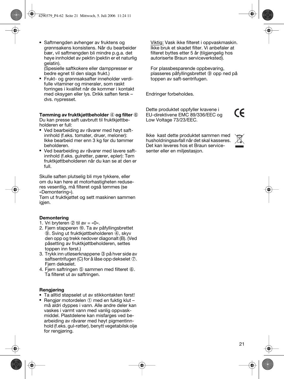 Braun Multipress automatic MP 80 User Manual | Page 21 / 57