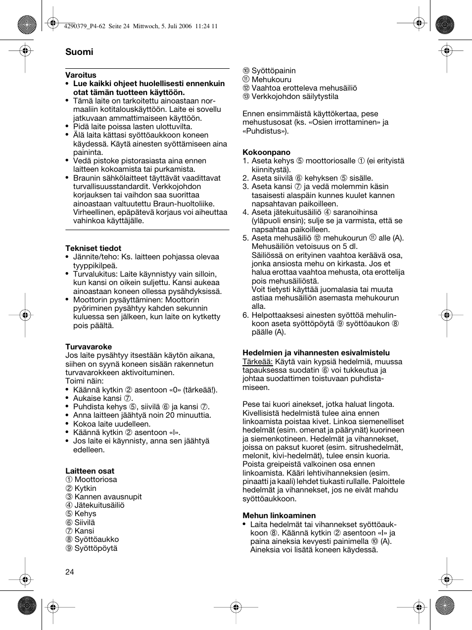 Braun Multipress automatic MP 80 User Manual | Page 24 / 57