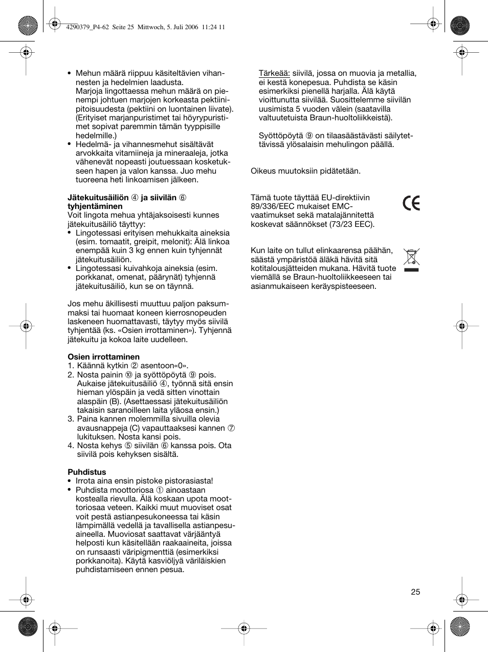 Braun Multipress automatic MP 80 User Manual | Page 25 / 57