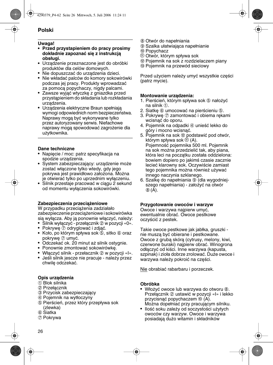 Braun Multipress automatic MP 80 User Manual | Page 26 / 57