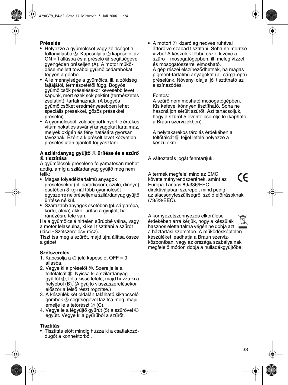 Braun Multipress automatic MP 80 User Manual | Page 33 / 57