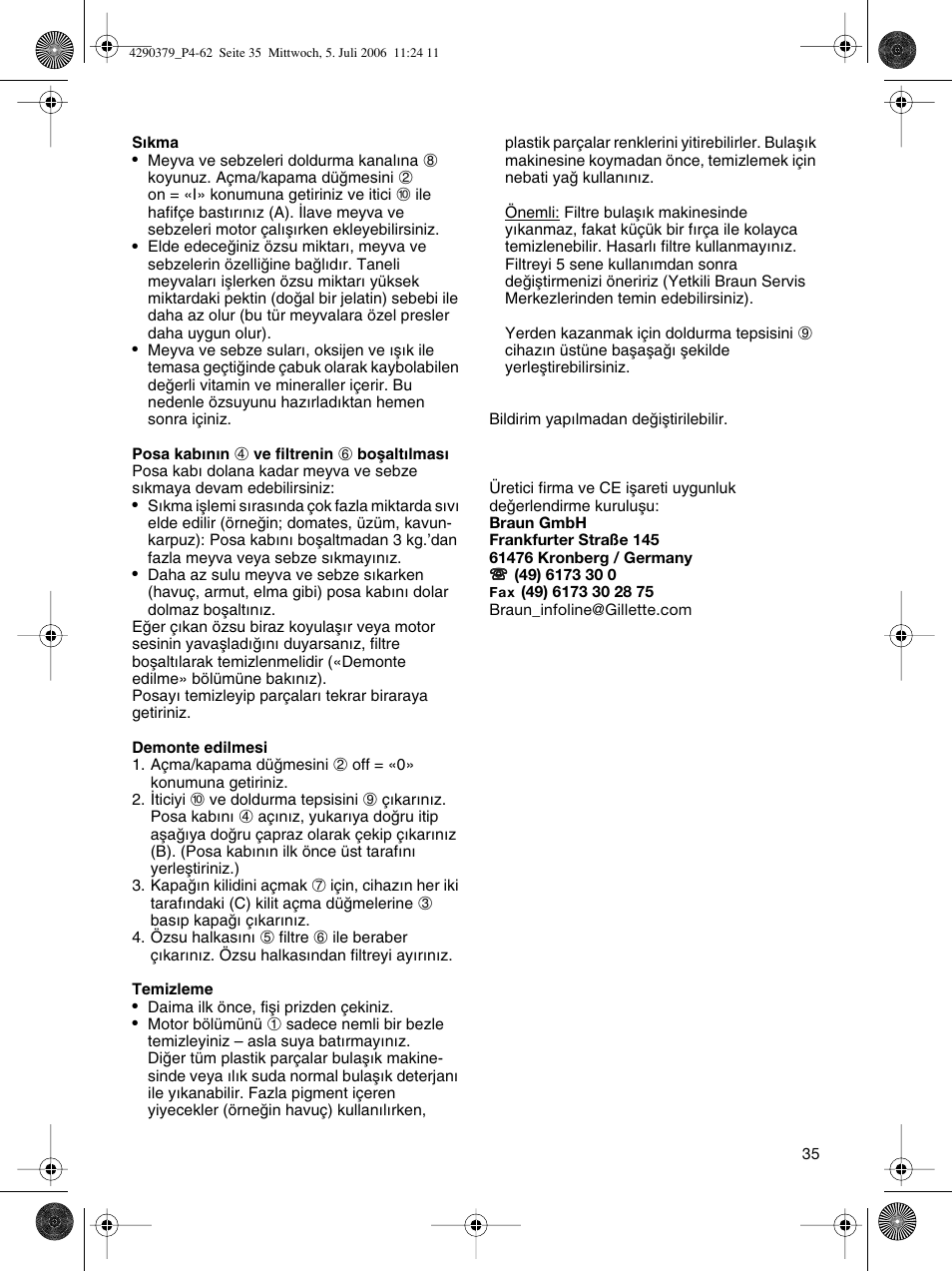 Braun Multipress automatic MP 80 User Manual | Page 35 / 57