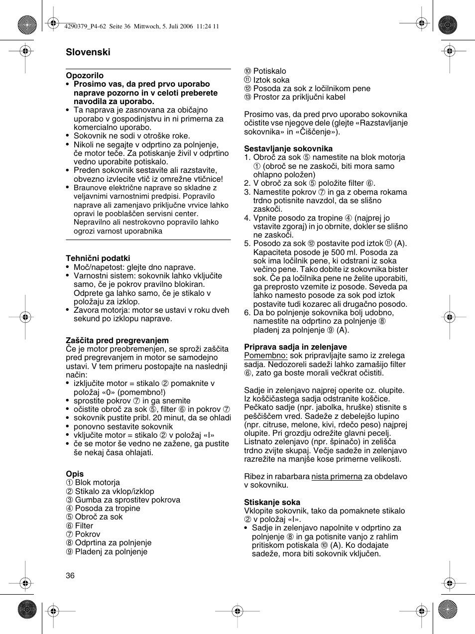 Braun Multipress automatic MP 80 User Manual | Page 36 / 57