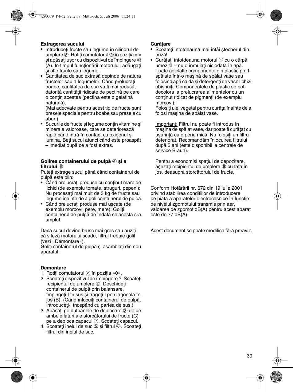 Braun Multipress automatic MP 80 User Manual | Page 39 / 57