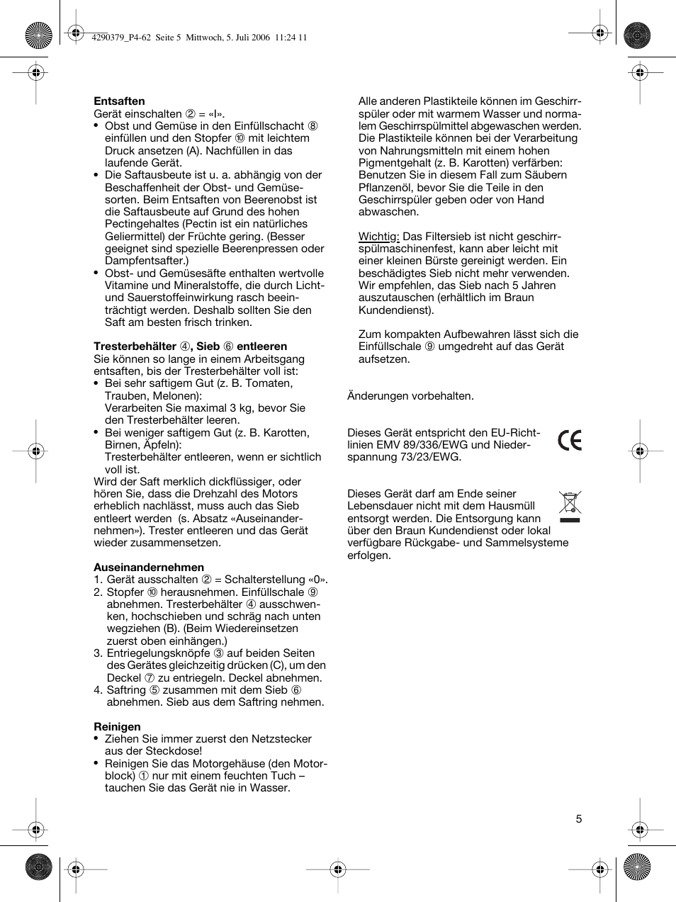 Braun Multipress automatic MP 80 User Manual | Page 5 / 57