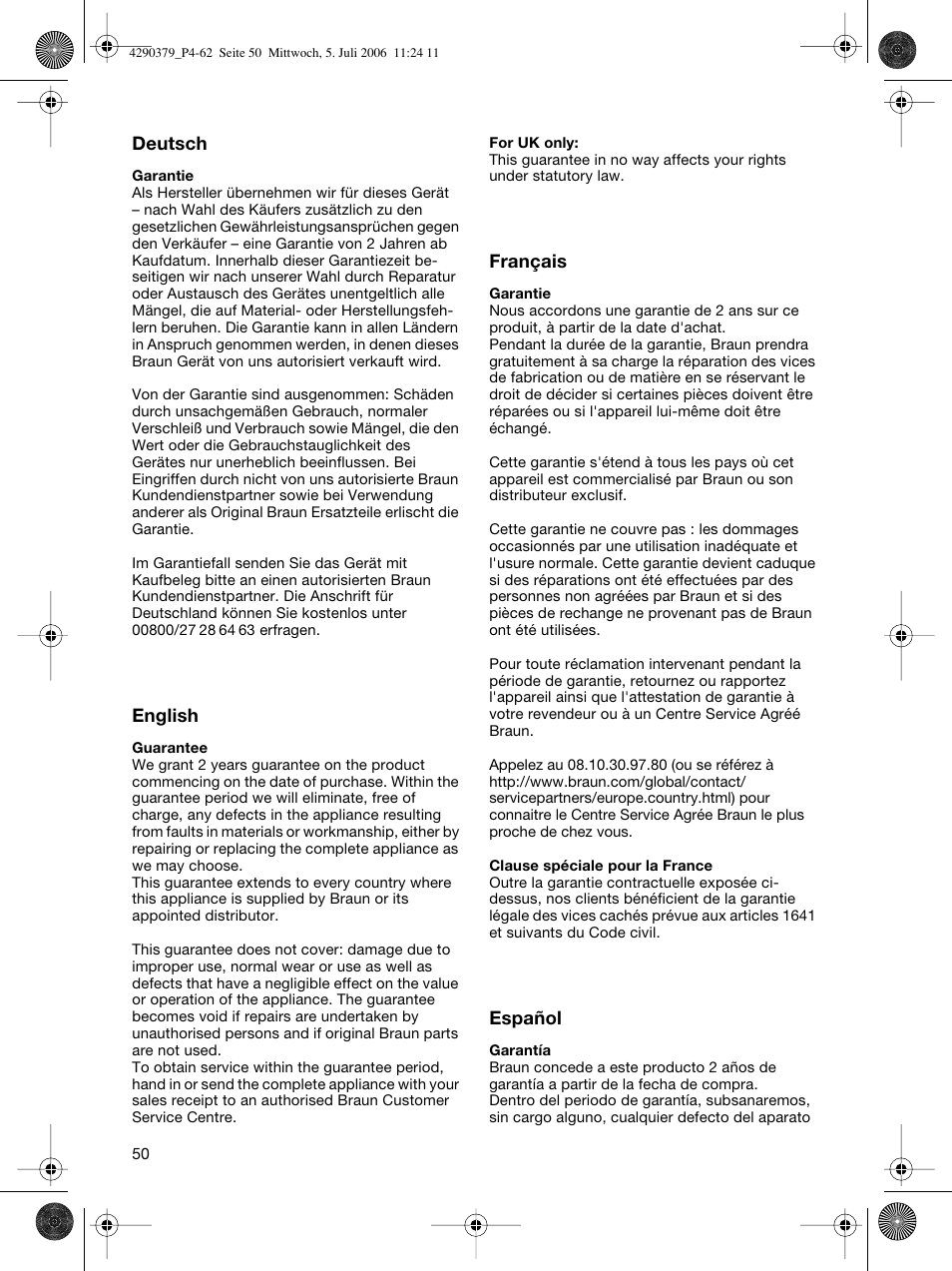 Braun Multipress automatic MP 80 User Manual | Page 50 / 57