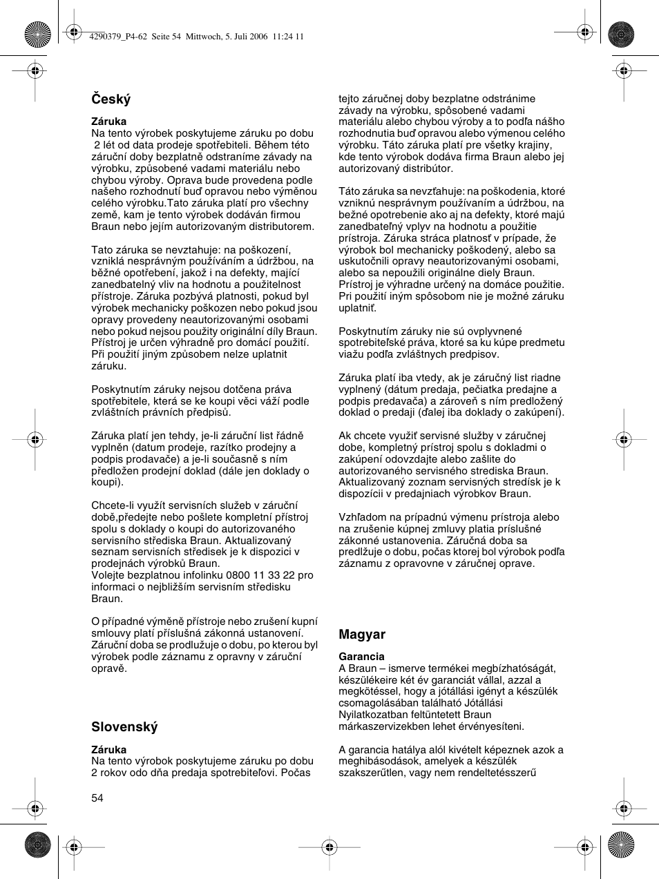 Braun Multipress automatic MP 80 User Manual | Page 54 / 57