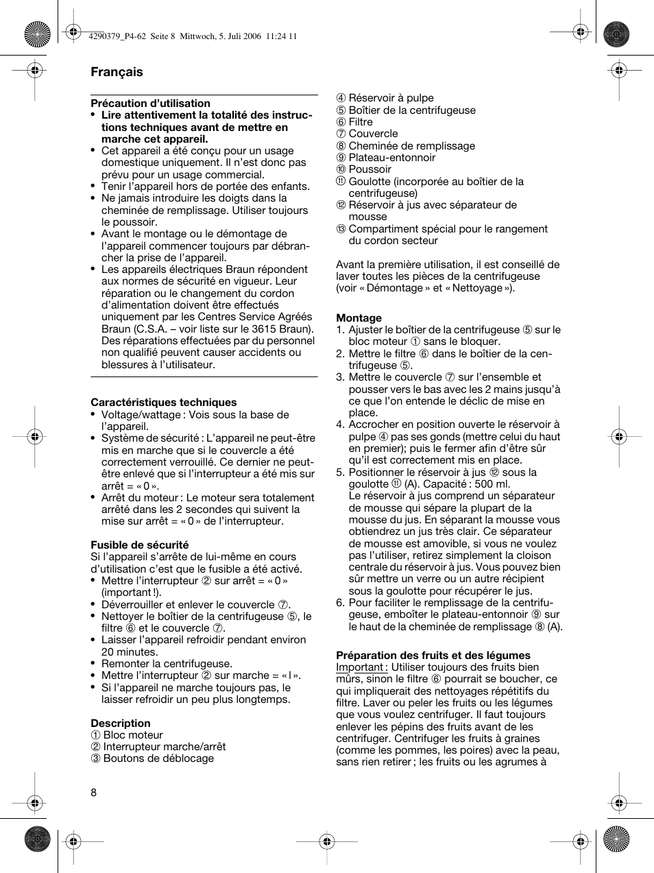 Braun Multipress automatic MP 80 User Manual | Page 8 / 57