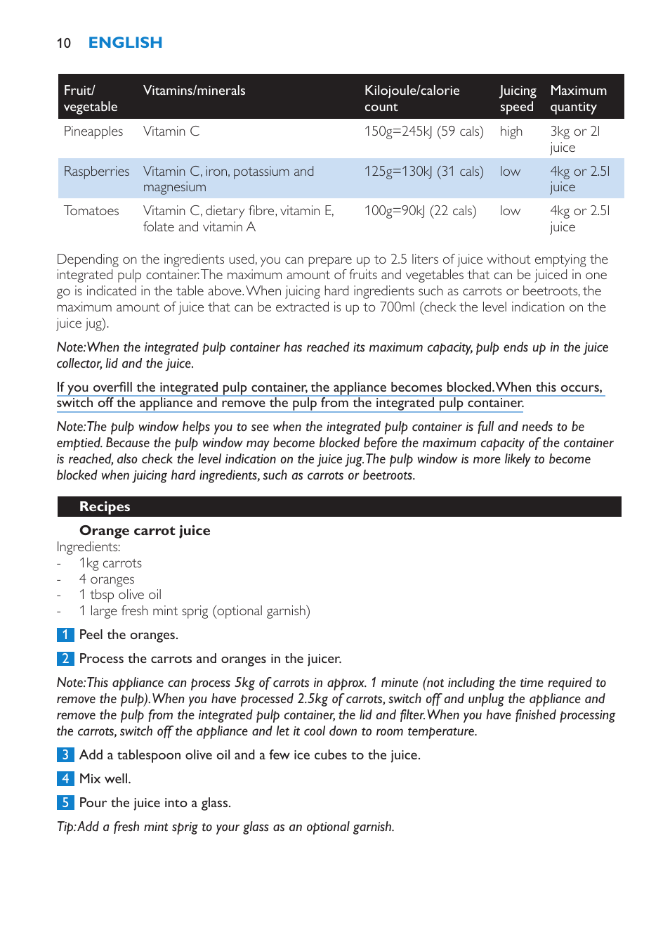 Philips HR1871 User Manual | Page 10 / 132