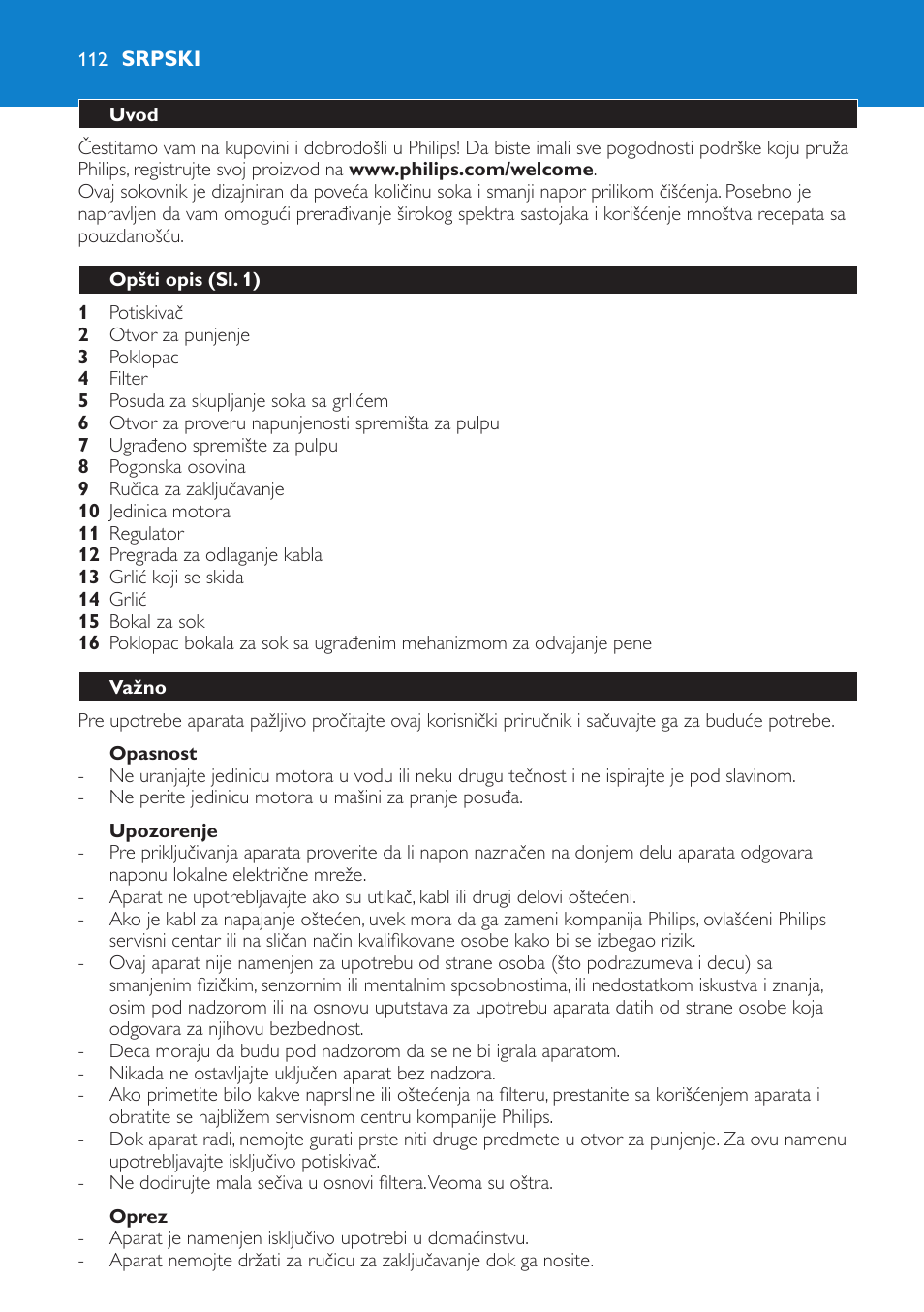 Srpski 112 | Philips HR1871 User Manual | Page 112 / 132
