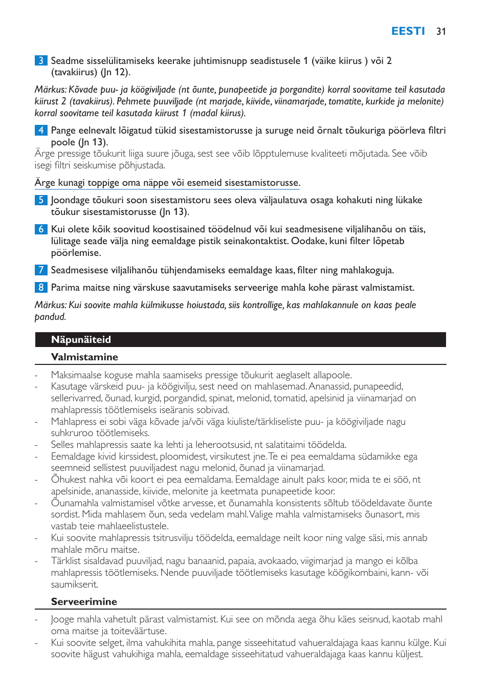Philips HR1871 User Manual | Page 31 / 132