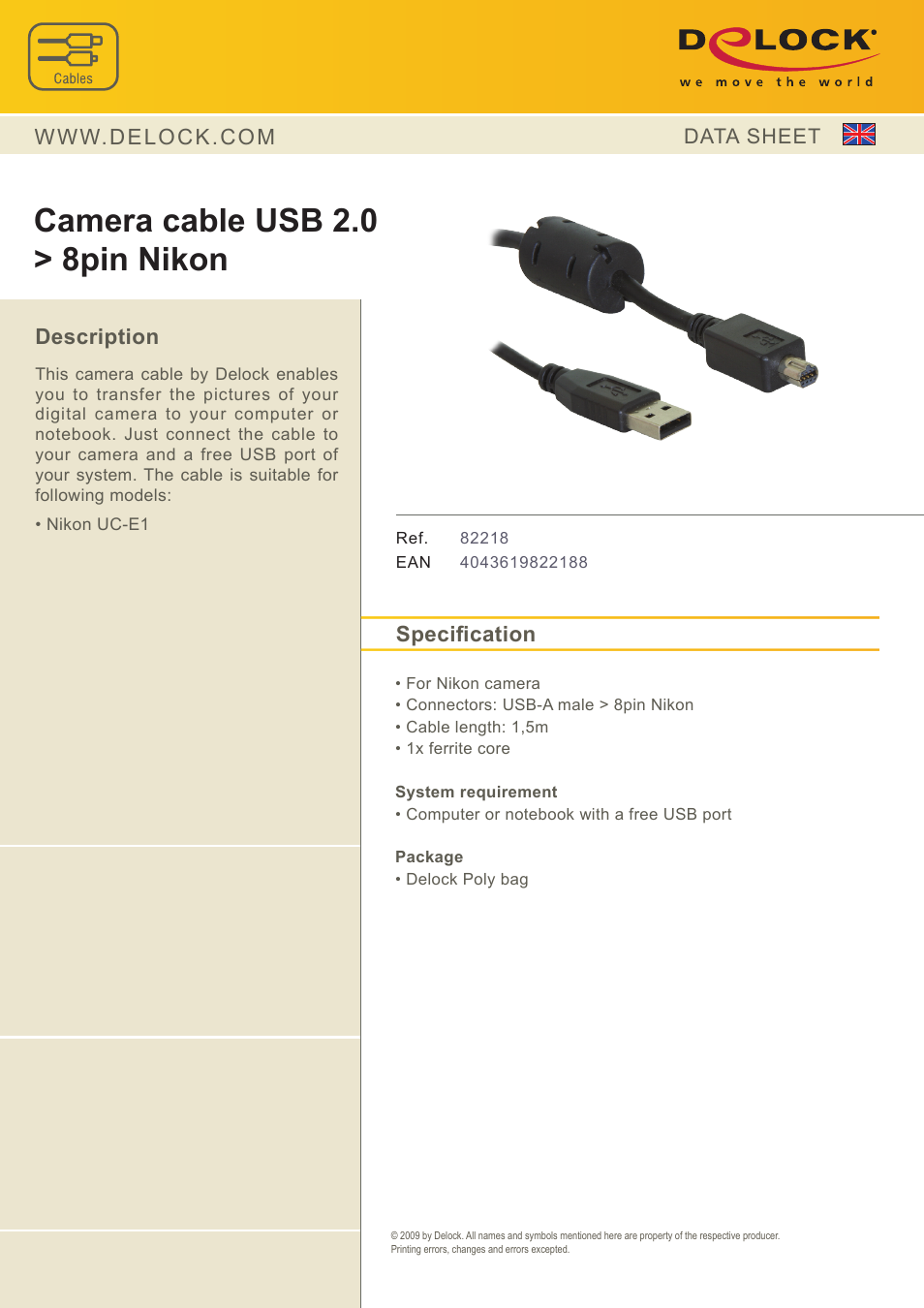 DeLOCK 82218 User Manual | 1 page