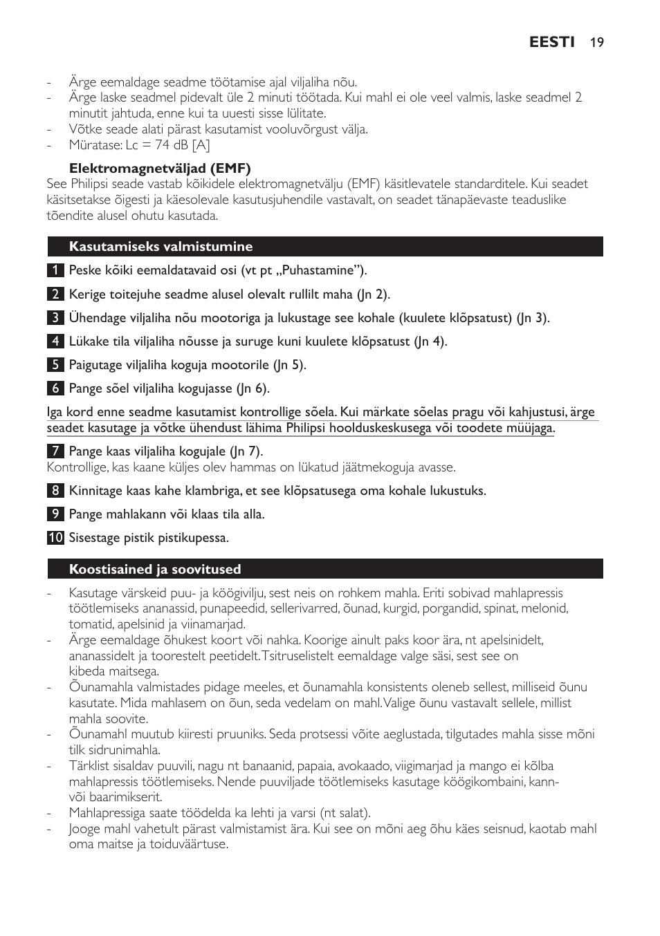 Philips HR1823 User Manual | Page 19 / 76