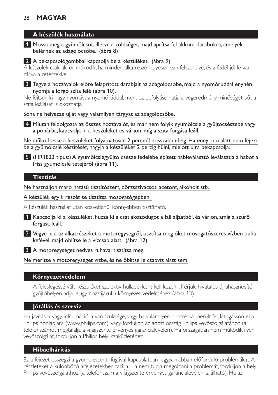 Philips HR1823 User Manual | Page 28 / 76