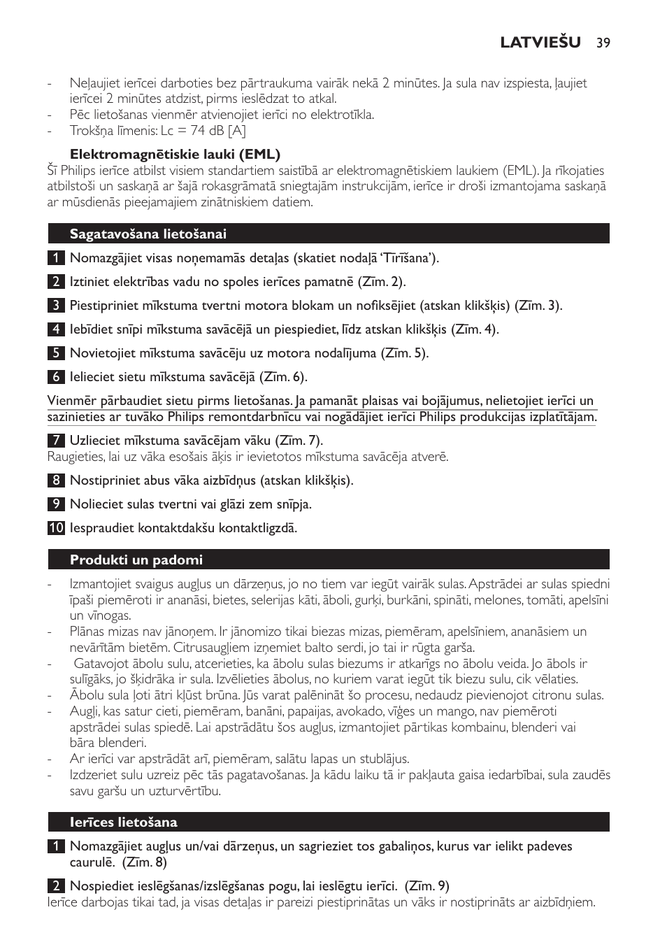 Philips HR1823 User Manual | Page 39 / 76