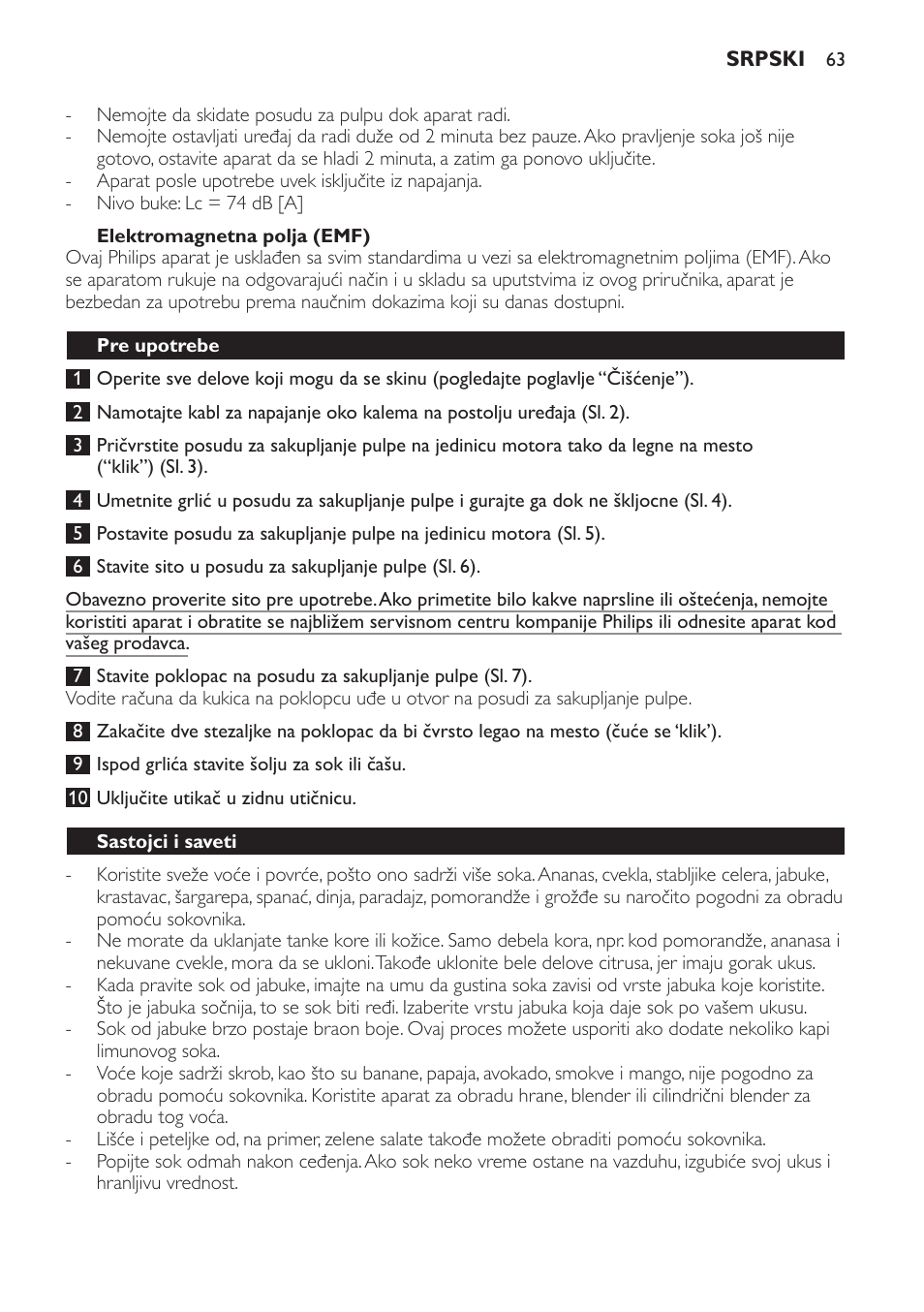 Philips HR1823 User Manual | Page 63 / 76
