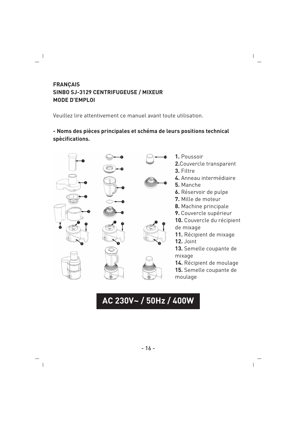 SINBO SJ 3129 User Manual | Page 17 / 59