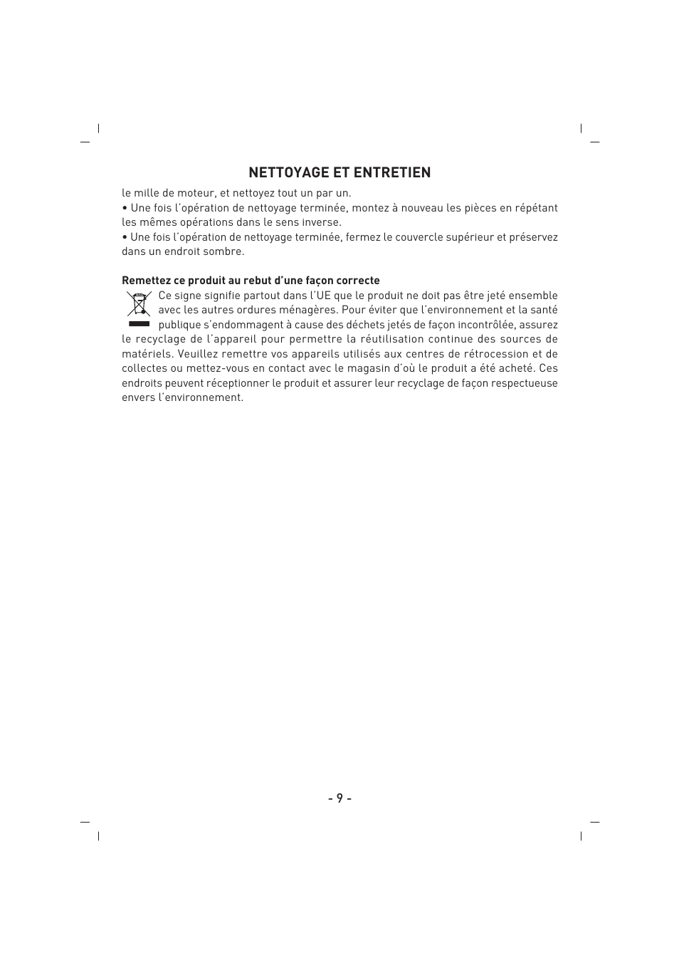 Nettoyage et entretien | SINBO SJ 3132 User Manual | Page 10 / 32