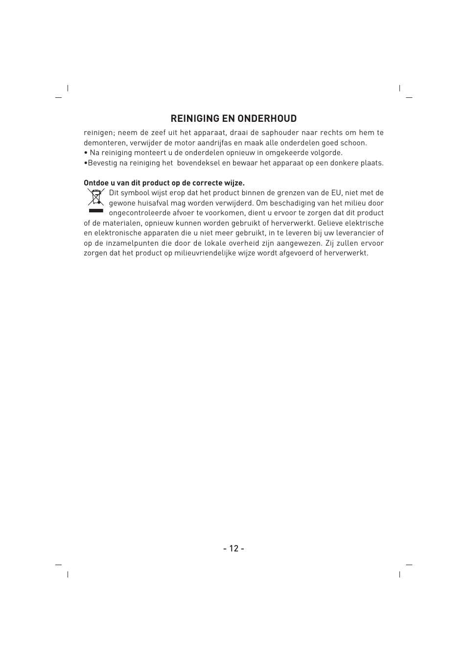 Reiniging en onderhoud | SINBO SJ 3132 User Manual | Page 13 / 32
