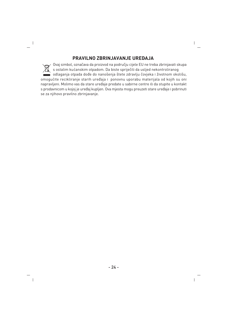 Pravilno zbrinjavanje ured¯aja | SINBO SJ 3132 User Manual | Page 25 / 32