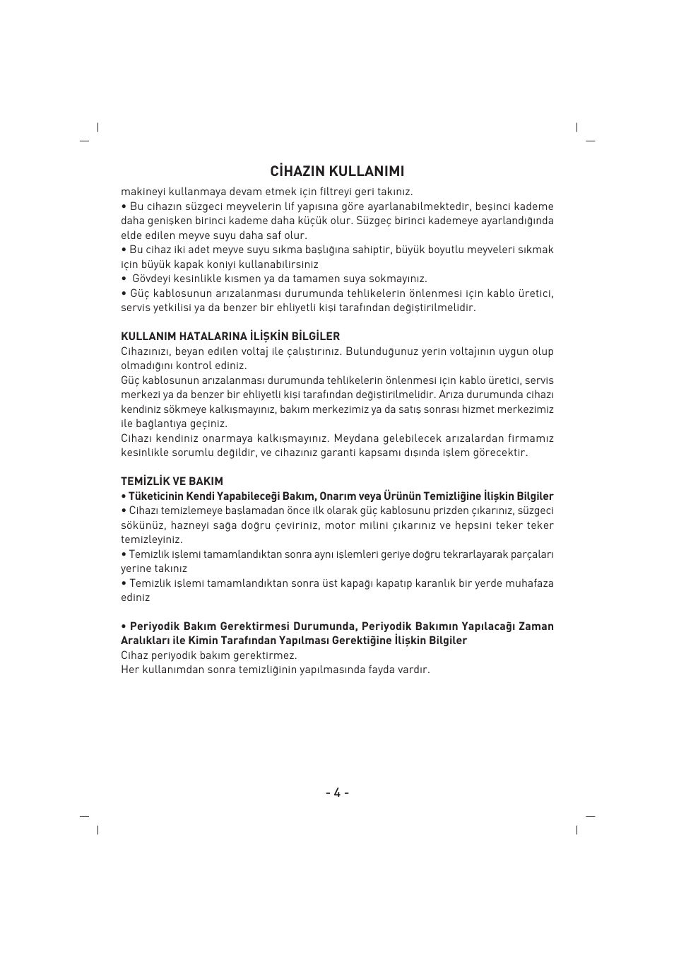 C‹hazin kullanimi | SINBO SJ 3132 User Manual | Page 5 / 32