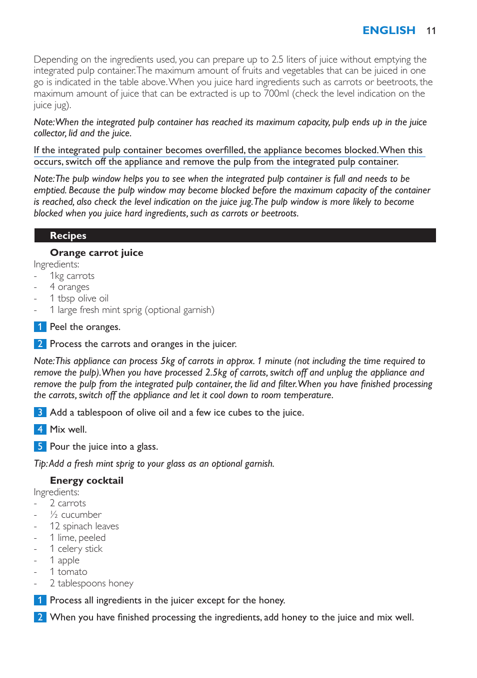 Philips HR1870 User Manual | Page 11 / 156