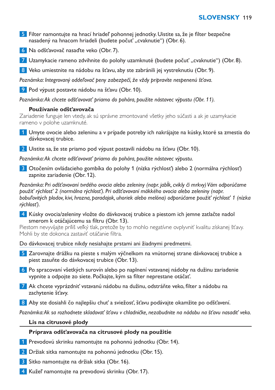 Slovensky | Philips HR1870 User Manual | Page 119 / 156