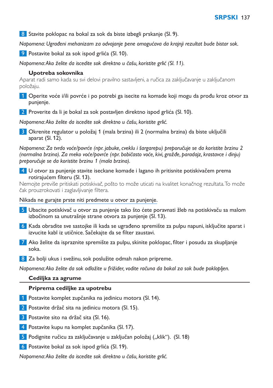 Srpski 13 | Philips HR1870 User Manual | Page 137 / 156