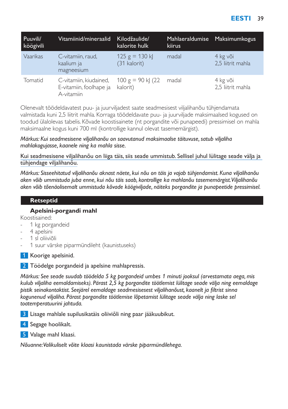 Philips HR1870 User Manual | Page 39 / 156