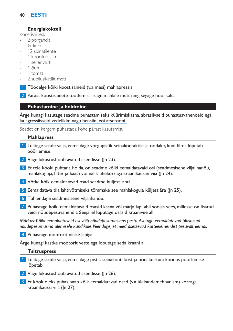 Philips HR1870 User Manual | Page 40 / 156