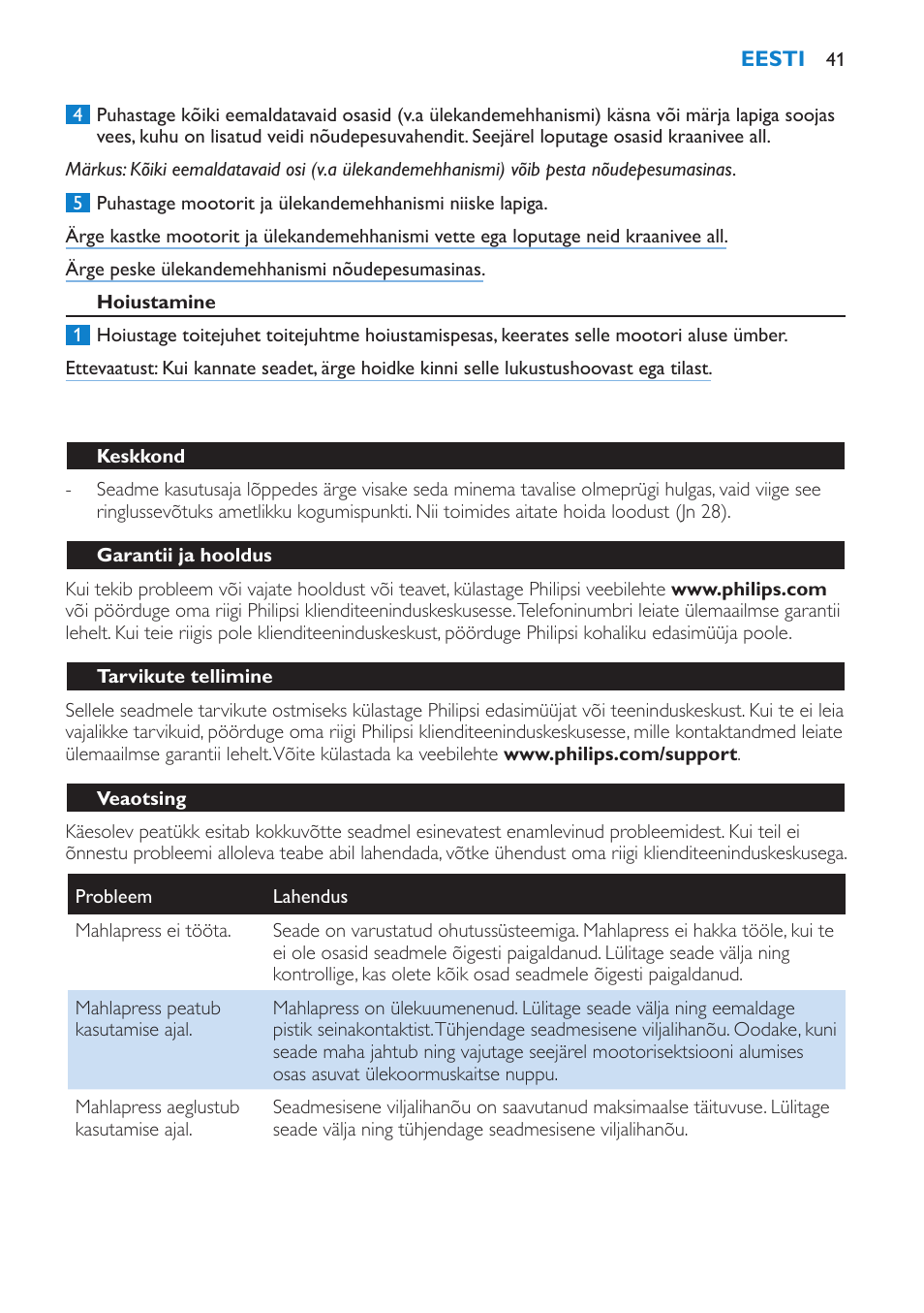 Philips HR1870 User Manual | Page 41 / 156