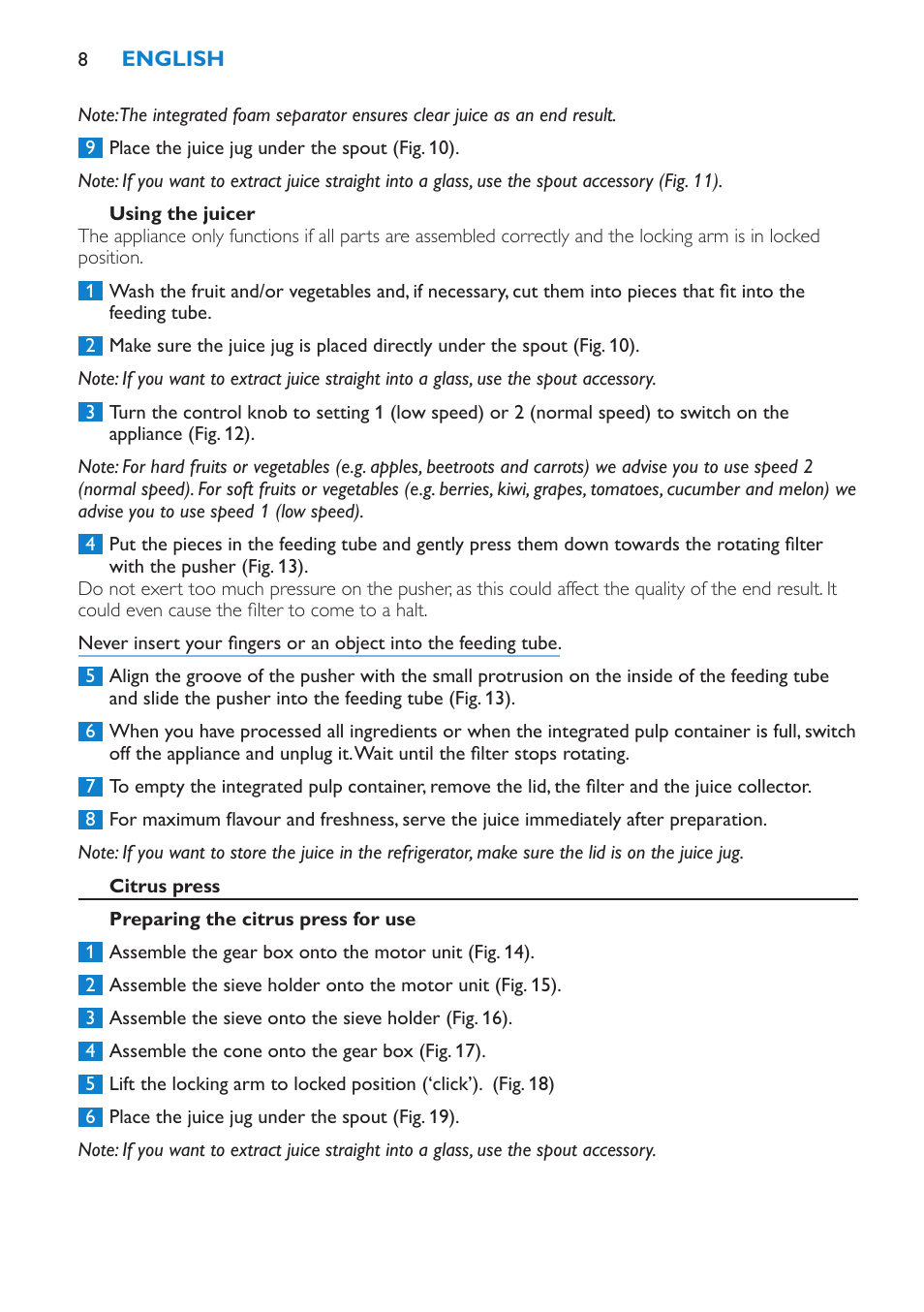 English | Philips HR1870 User Manual | Page 8 / 156
