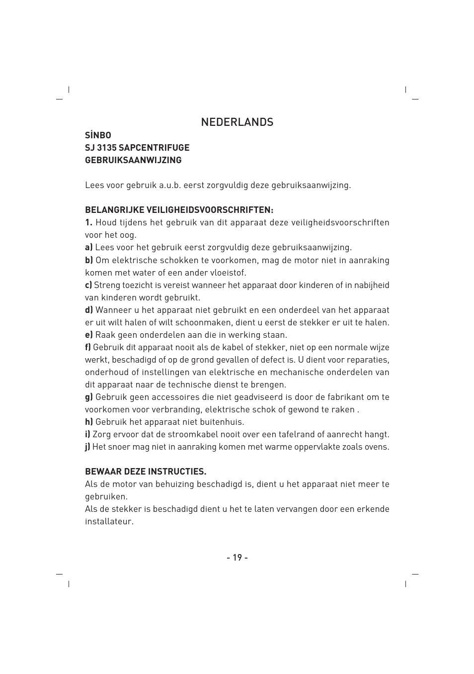 SINBO SJ 3135 User Manual | Page 20 / 48