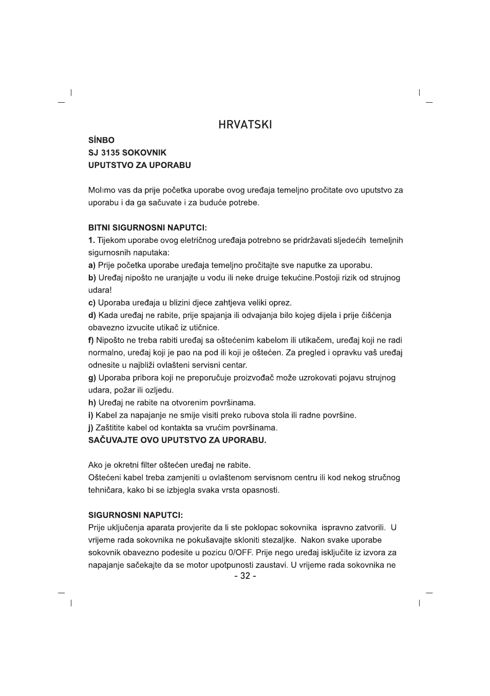 SINBO SJ 3135 User Manual | Page 33 / 48