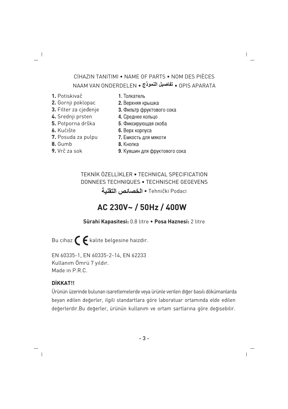 SINBO SJ 3135 User Manual | Page 4 / 48